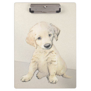 Golden Retriever Puppy Painting - Original Dog Art Clipboard
