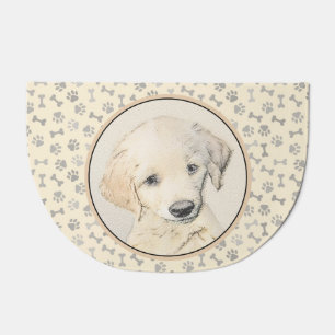 Golden Retriever Puppy Painting - Original Dog Art Doormat