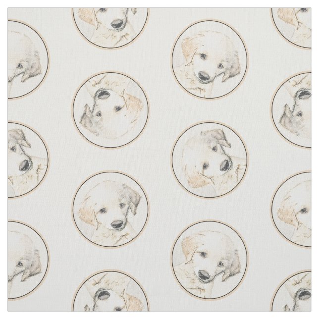 Golden Retriever Puppy Painting Original Dog Art Fabric (Swatch)