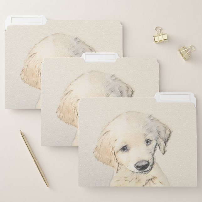 Golden Retriever Puppy Painting - Original Dog Art File Folder (Set)
