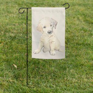 Golden Retriever Puppy Painting - Original Dog Art Garden Flag