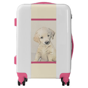 Golden Retriever Puppy Painting - Original Dog Art Luggage