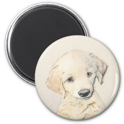 Golden Retriever Puppy Painting _ Original Dog Art Magnet