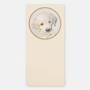 Golden Retriever Puppy Painting - Original Dog Art Magnetic Notepad