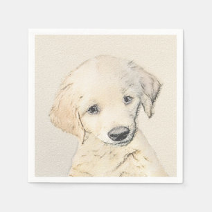 Golden Retriever Puppy Painting - Original Dog Art Napkins