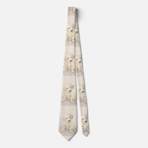Golden Retriever Puppy Painting - Original Dog Art Neck Tie