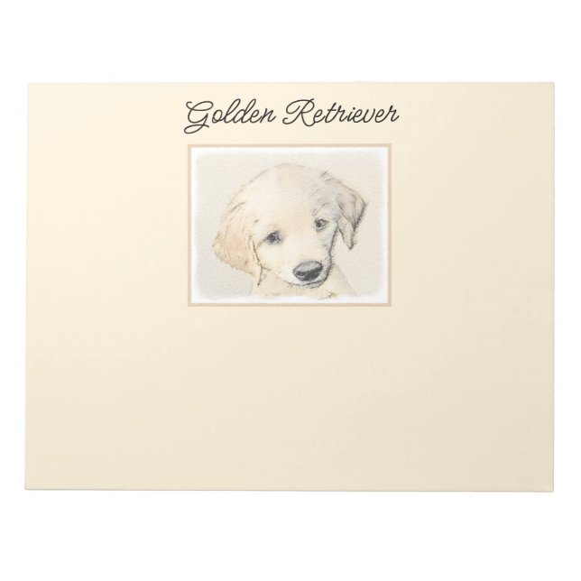 Golden Retriever Puppy Painting - Original Dog Art Notepad (Front)