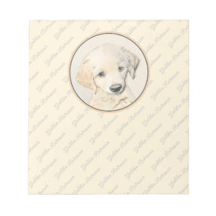 Golden Retriever Puppy Painting - Original Dog Art Notepad