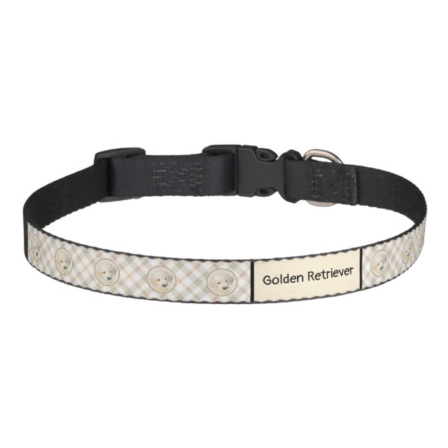 Golden Retriever Puppy Painting - Original Dog Art Pet Collar (Front)