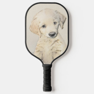 Golden Retriever Puppy Painting - Original Dog Art Pickleball Paddle