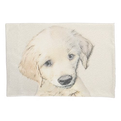 Golden Retriever Puppy Painting _ Original Dog Art Pillow Case