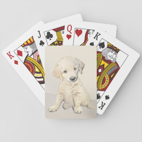 Golden Retriever Puppy Painting _ Original Dog Art Playing Cards