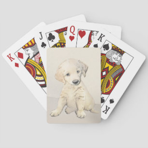 Golden Retriever Puppy Painting - Original Dog Art Poker Cards