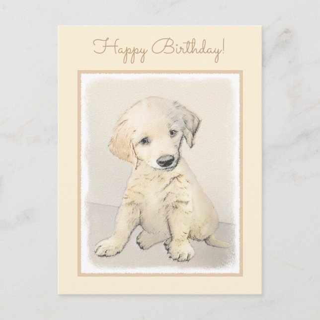 Golden Retriever Puppy Painting - Original Dog Art Postcard (Front)