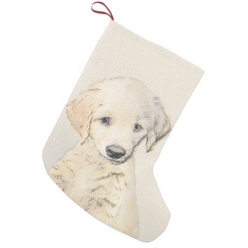 Golden Retriever Puppy Painting _ Original Dog Art Small Christmas Stocking