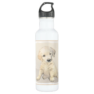Golden Retriever Puppy Painting - Original Dog Art Stainless Steel Water Bottle