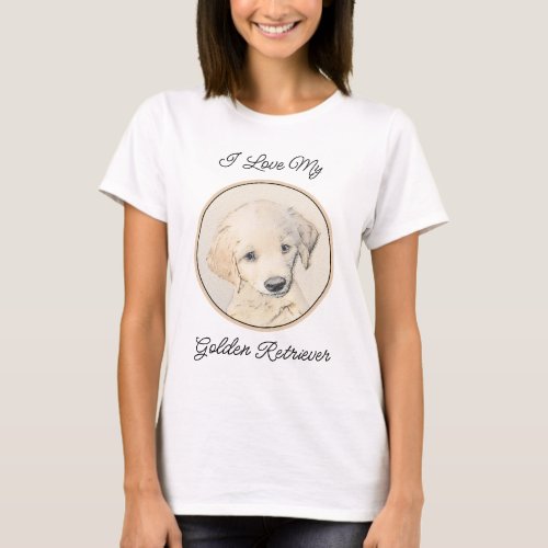 Golden Retriever Puppy Painting _ Original Dog Art T_Shirt
