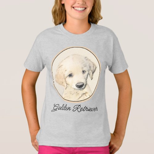 Golden Retriever Puppy Painting _ Original Dog Art T_Shirt