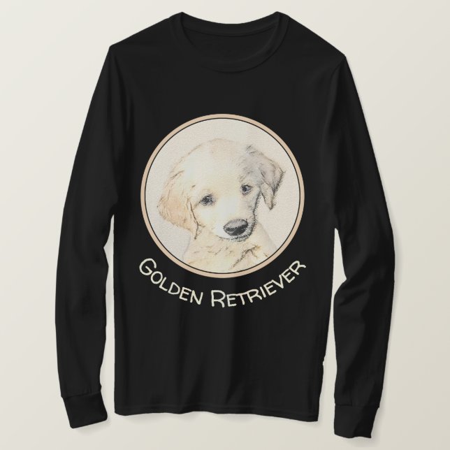 Golden Retriever Puppy Painting - Original Dog Art T-Shirt (Design Front)