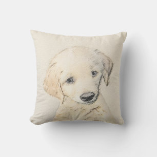 Golden Retriever Puppy Painting - Original Dog Art Throw Pillow