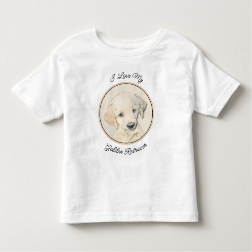 Golden Retriever Puppy Painting _ Original Dog Art Toddler T_shirt