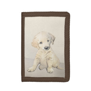 Golden Retriever Puppy Painting - Original Dog Art Trifold Wallet