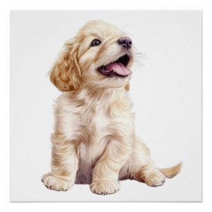 Golden Retriever Puppy Pastel Nursery Print