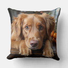 Golden Retriever puppy pose Throw Pillow
