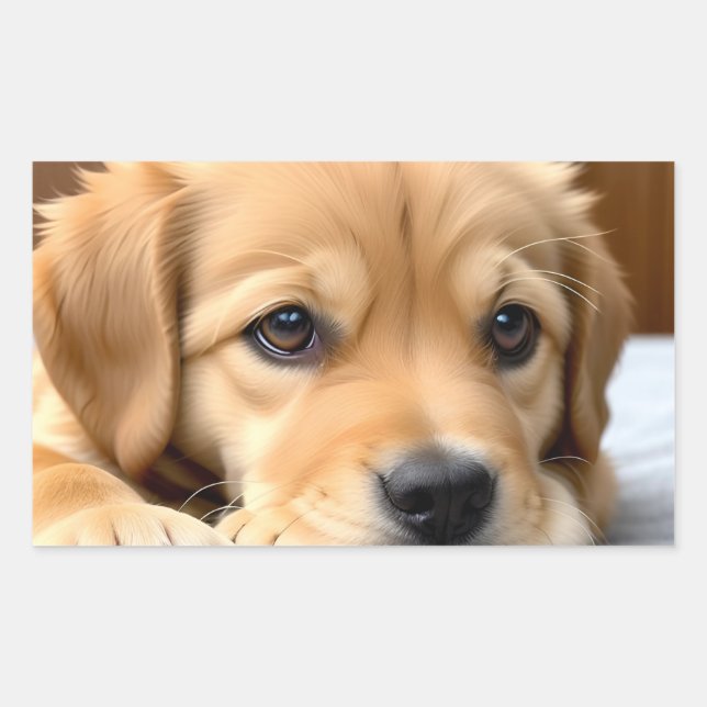 Golden Retriever Puppy Rectangular Sticker (Front)
