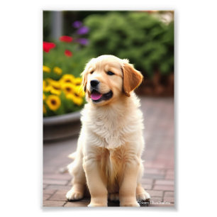 Golden Retriever Puppy Satin Photo Enlargement Print