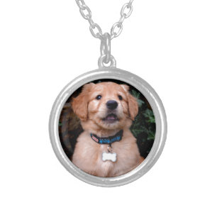 Golden Retriever Puppy Silver Plated Necklace