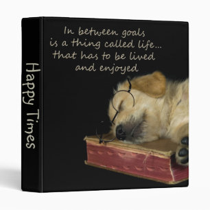 Golden Retriever Puppy Sleeping on a Book 3 Ring Binder