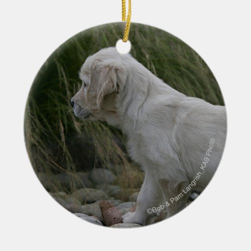 Golden Retriever Puppy Standing Ceramic Ornament