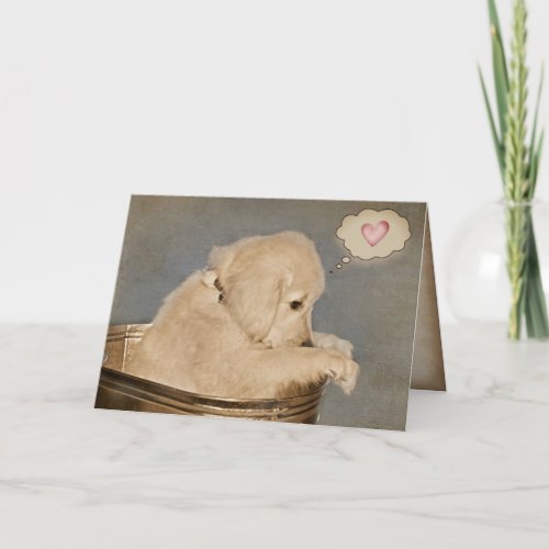 Golden Retriever Puppy Thinking of You Card