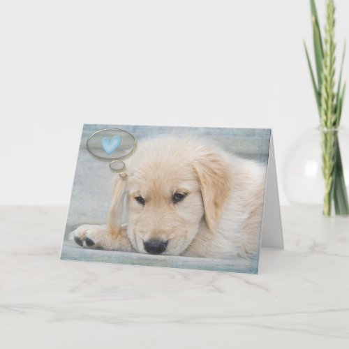 Golden Retriever Puppy Thinking of You Card