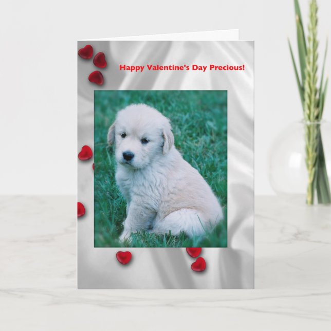 Golden Retriever Puppy Valentine's Day Card (Front)