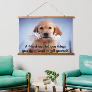 Golden Retriever puppy with a white rope Hanging Tapestry