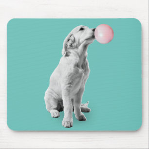 Golden Retriever Puppy with Bubble Gum Mouse Pad