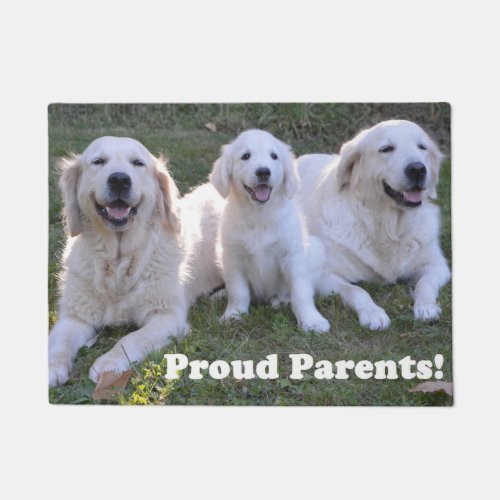 Golden Retriever Puppy with Proud Parents Doormat