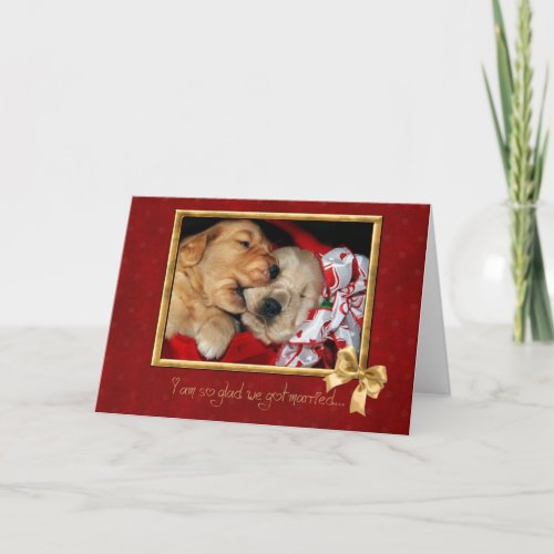 Golden Retriever pups anniversary love Card