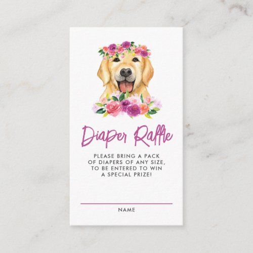 Golden Retriever Purple Diaper Raffle Game Enclosure Card