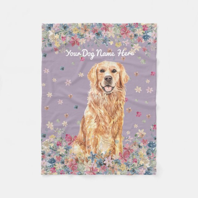 Golden Retriever Purple Dog Gift Pet Sitter Fleece Blanket (Front)