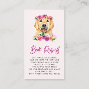 Golden Retriever Purple Floral Book Request Enclosure Card