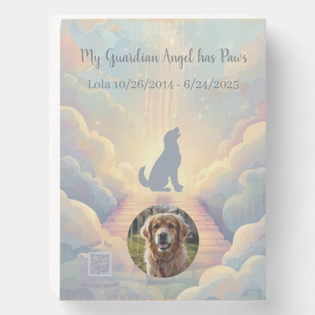 Golden Retriever Rainbow Bridge Memorial Keepsake Wooden Box Sign (Front Vertical)