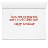Golden Retriever Rainy Day Birthday Card (Inside Horizontal (Bottom))