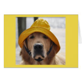 Golden Retriever Rainy Day Birthday Card (Front Horizontal)