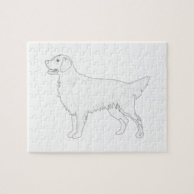 Golden Retriever Ready to Color Design Jigsaw Puzzle (Horizontal)