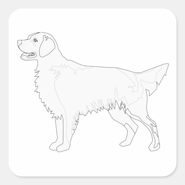 Golden Retriever Ready to Color Design Square Sticker (Front)