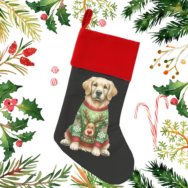Golden Retriever Red Black Christmas Stocking (Creator Uploaded)