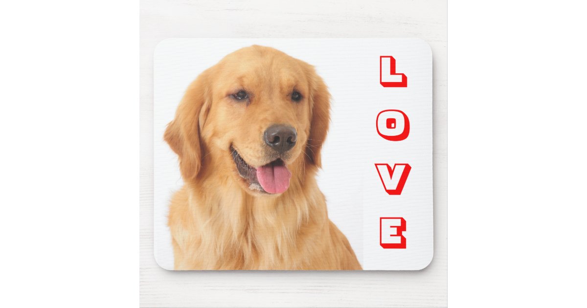 Golden Retriever Red Love Puppy Dog Portrait Mouse Pad Zazzle Com